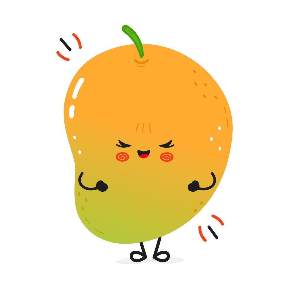 A charming cartoon Mango smiles with joy, expressing a cheerful and happy vibe in its design. vector