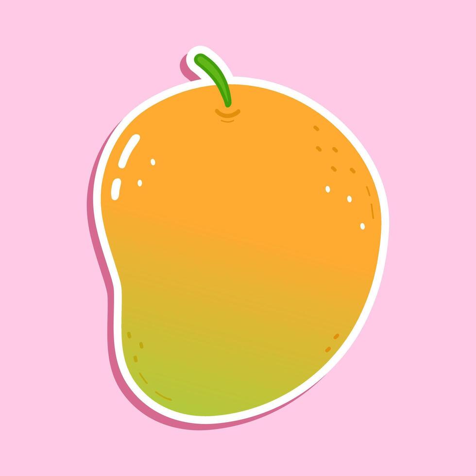 A beautifully illustrated, ripe Mango in a cartoon style with a lovely gradient on a pink background. vector
