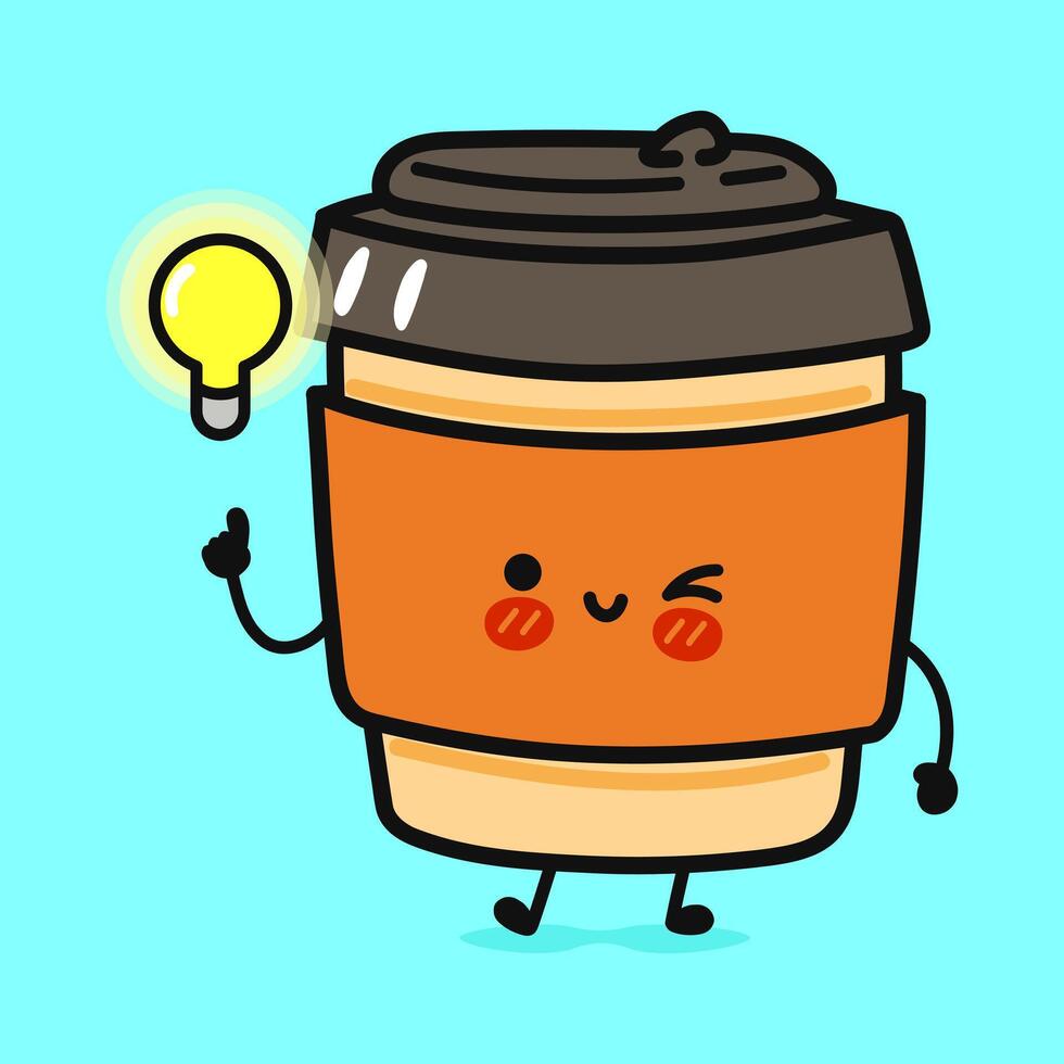 Animated Coffee cup with a lightbulb above suggesting an idea, perfect for creative concepts. vector