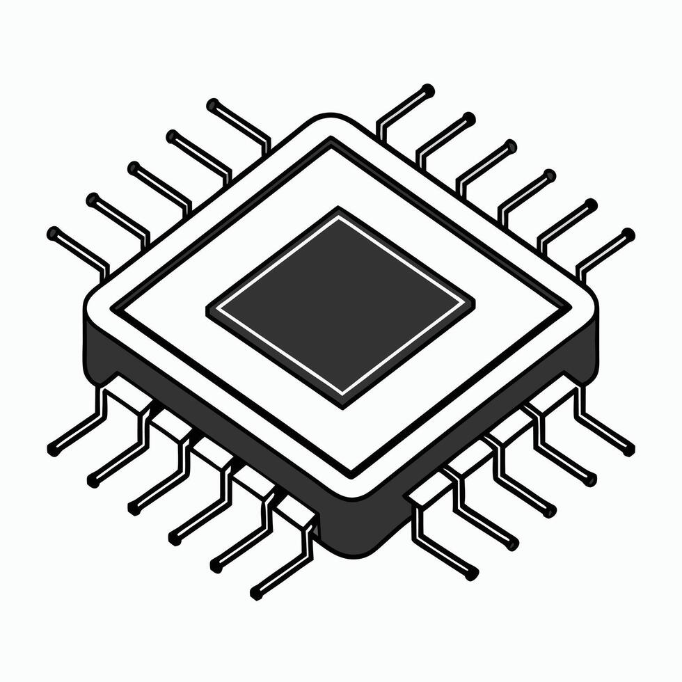 Electronic Microchip Outline Minimal Design vector