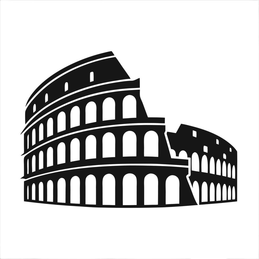 Colosseum Silhouette Classic Roman Architecture Symbol vector