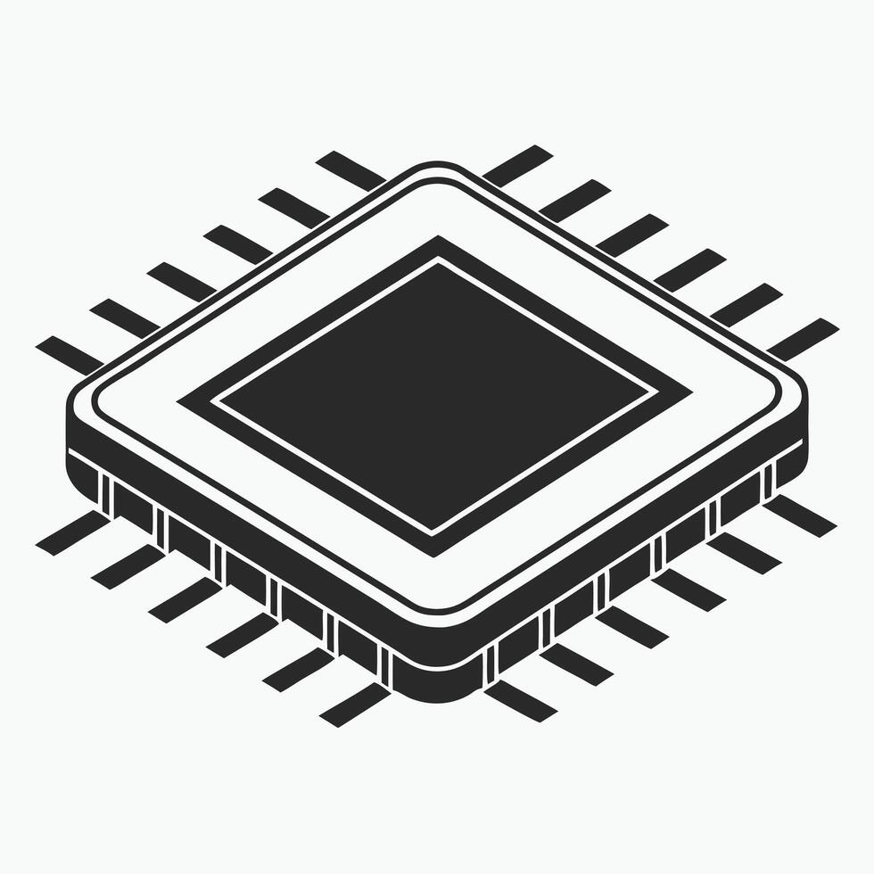 Modern Microchip Silhouette Symbol of Innovation and Progress vector