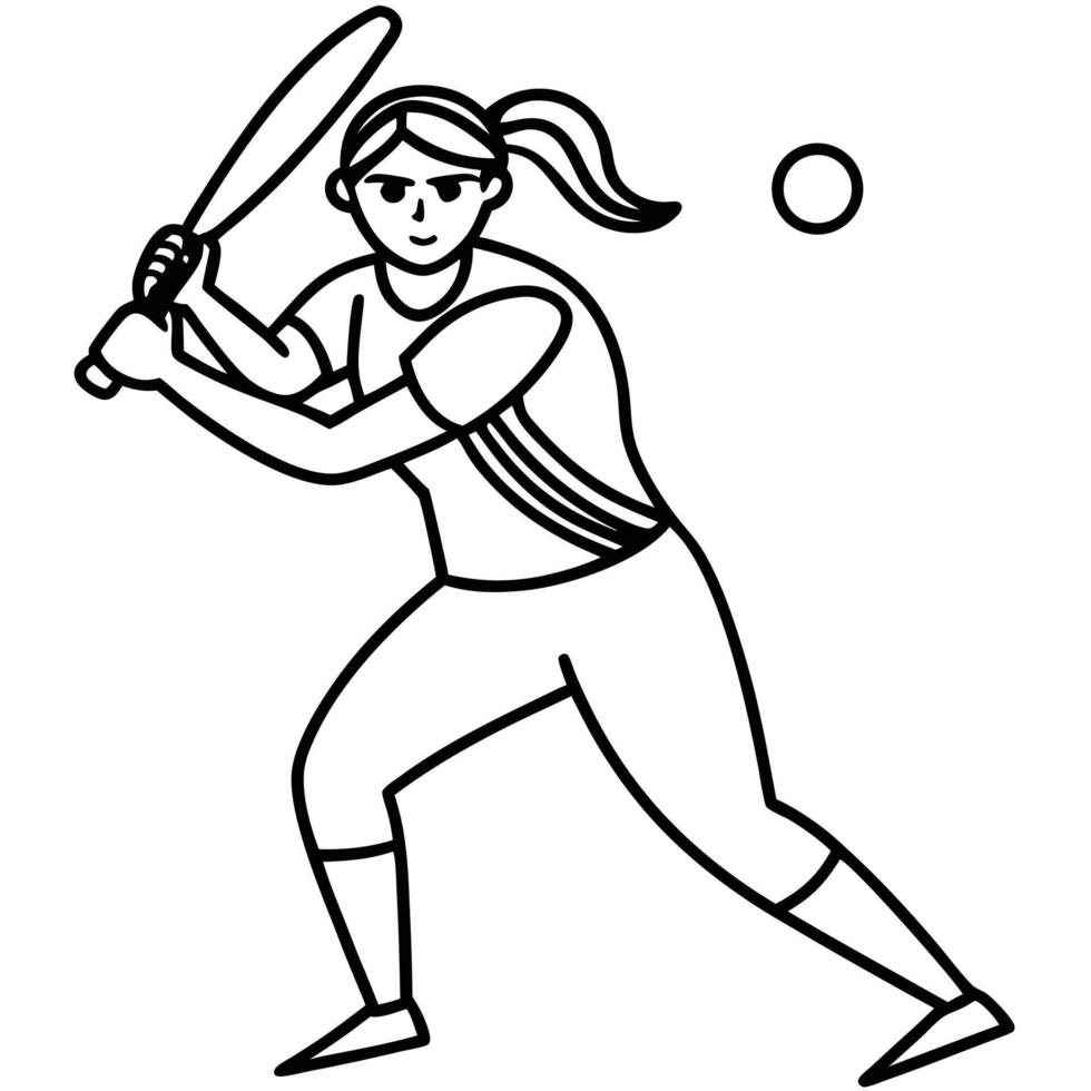 Woman Cricket Player Focus, Power, Precision vector