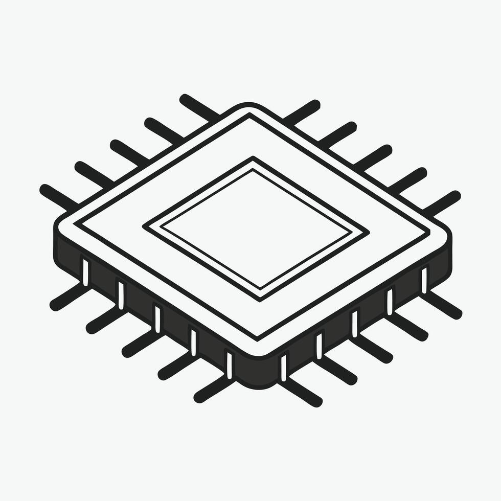 Clean Microchip Silhouette Symbol of Modern Electronics vector
