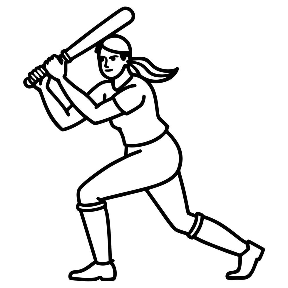 Woman Batting in Cricket Match Action-Packed Play vector