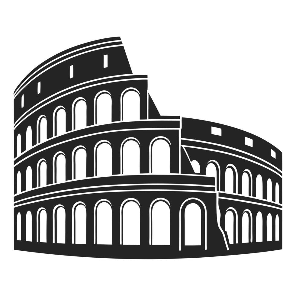 Minimalist Colosseum Silhouette Iconic Roman Landmark in Monochrome vector