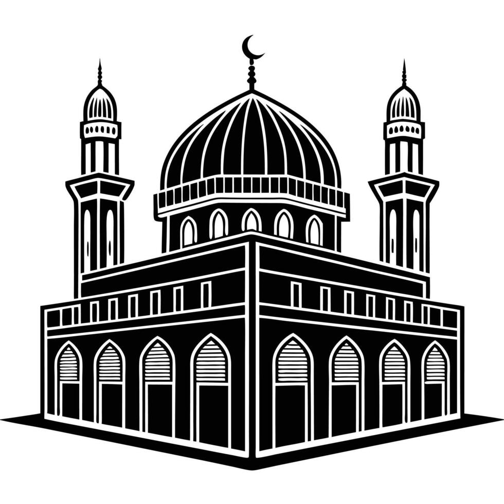 Holy Mosque of Al-Aqsa Flat Black Silhouette Design vector