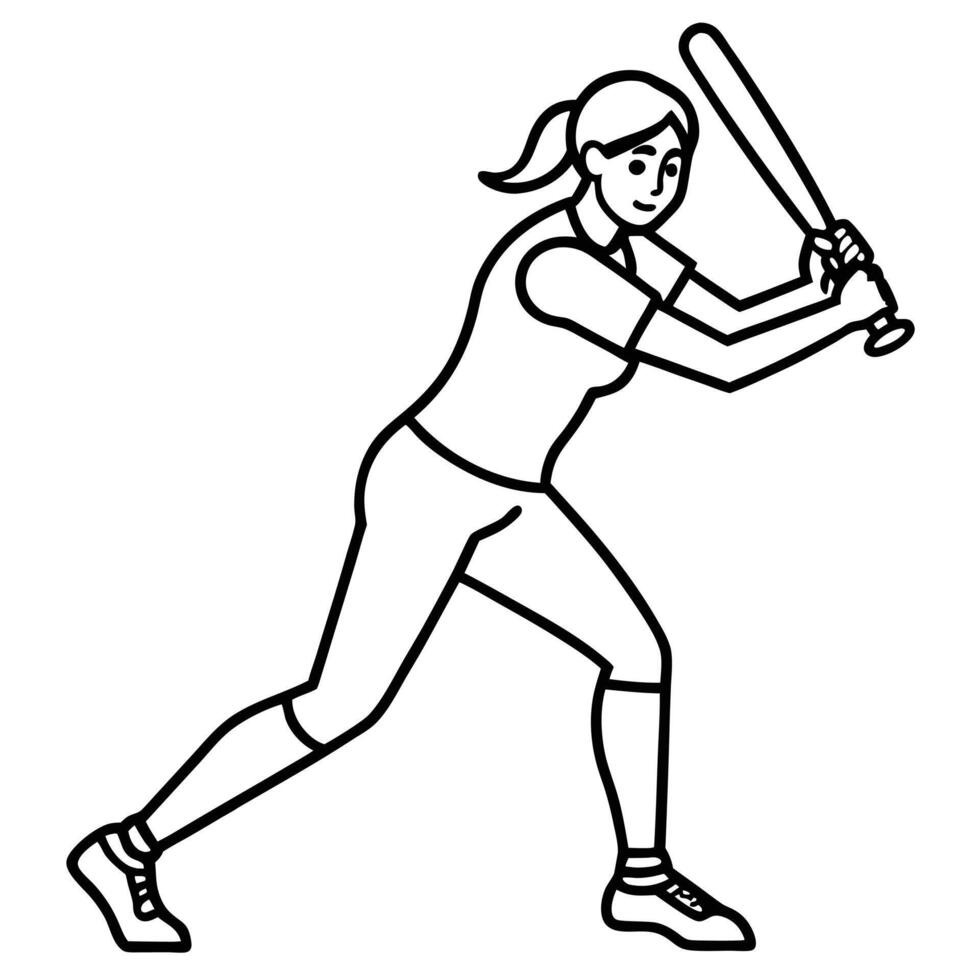 Female Cricket Star Powerful Strike with Bat vector