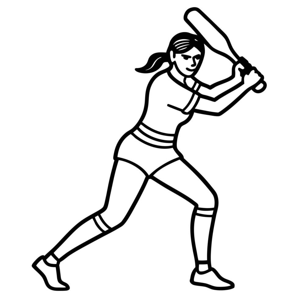 Girl Enjoying Cricket Athletic and Strong vector
