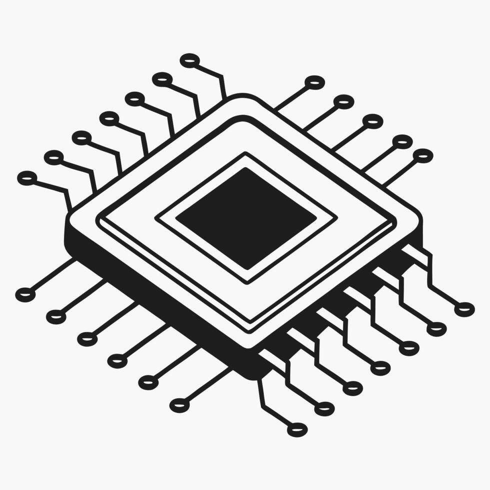 Futuristic Microchip Silhouette Technology Innovation Graphic vector
