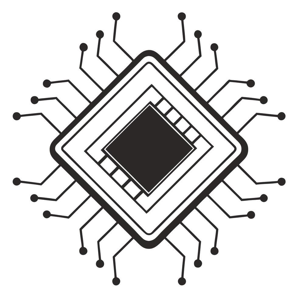Microchip Silhouette Tech Hardware Concept vector