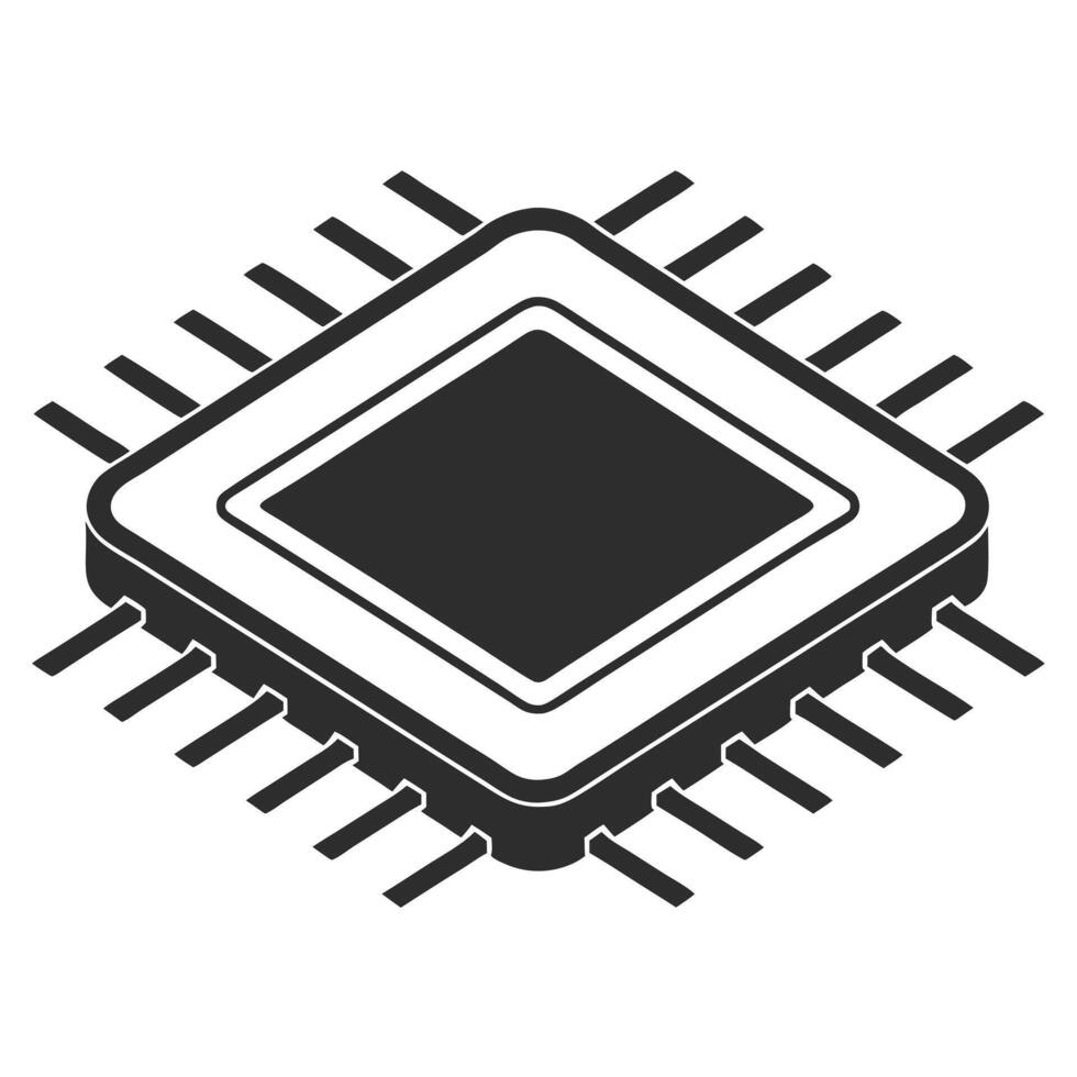 Tech Chip Flat Silhouette for Innovation Design vector