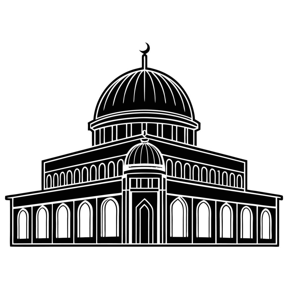 Al-Aqsa Mosque Silhouette Symbol of Faith and Identity vector