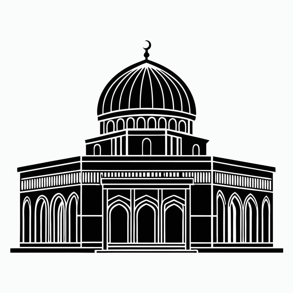 Minimalist Al-Aqsa Mosque Silhouette Holy Site of Jerusalem vector