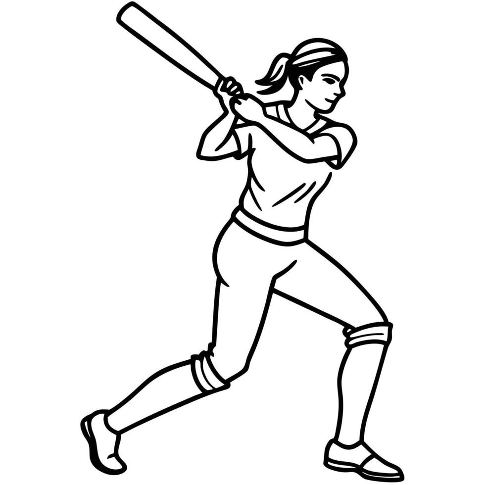 Lady Cricketer Intense Moment on the Field vector
