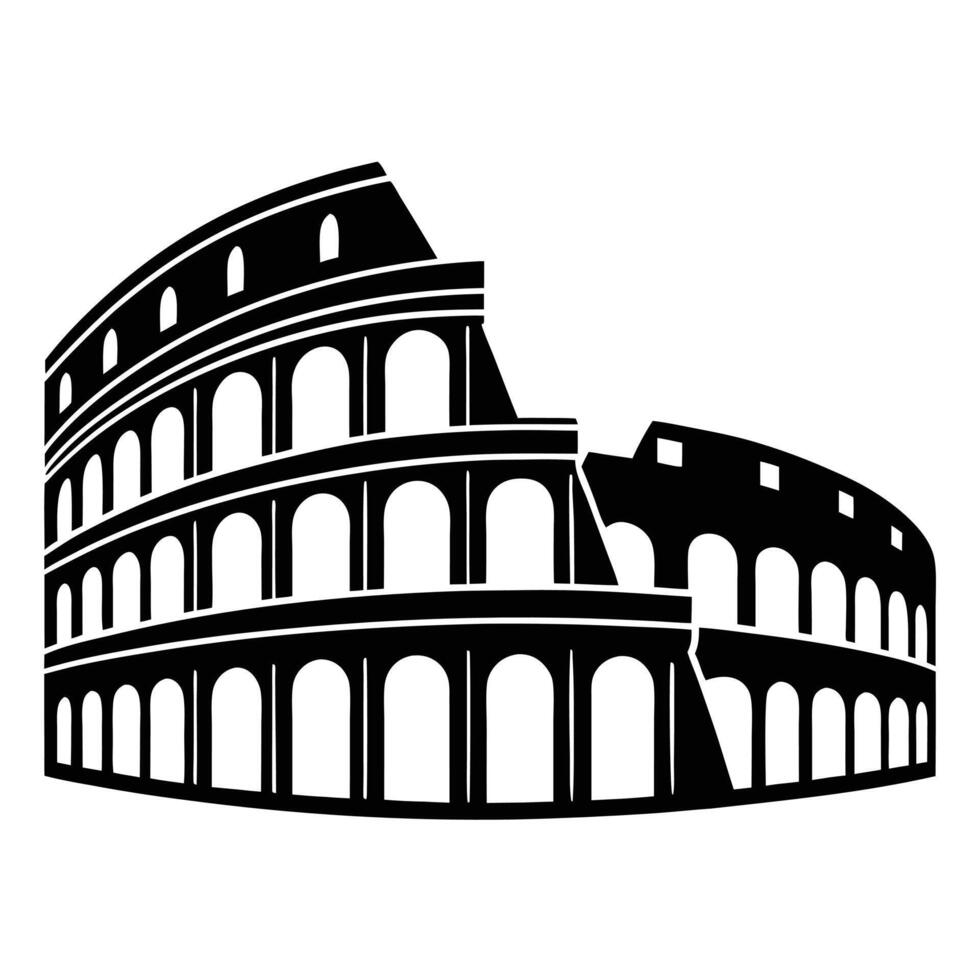 Ancient Rome Colosseum Icon Minimalist Landmark Design vector