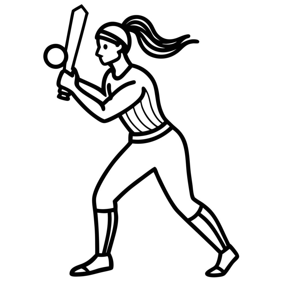 Professional Female Cricketer In Game Highlight vector