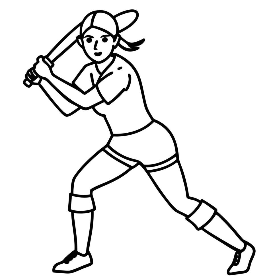 Young Woman Playing Cricket Game Day Vibes vector