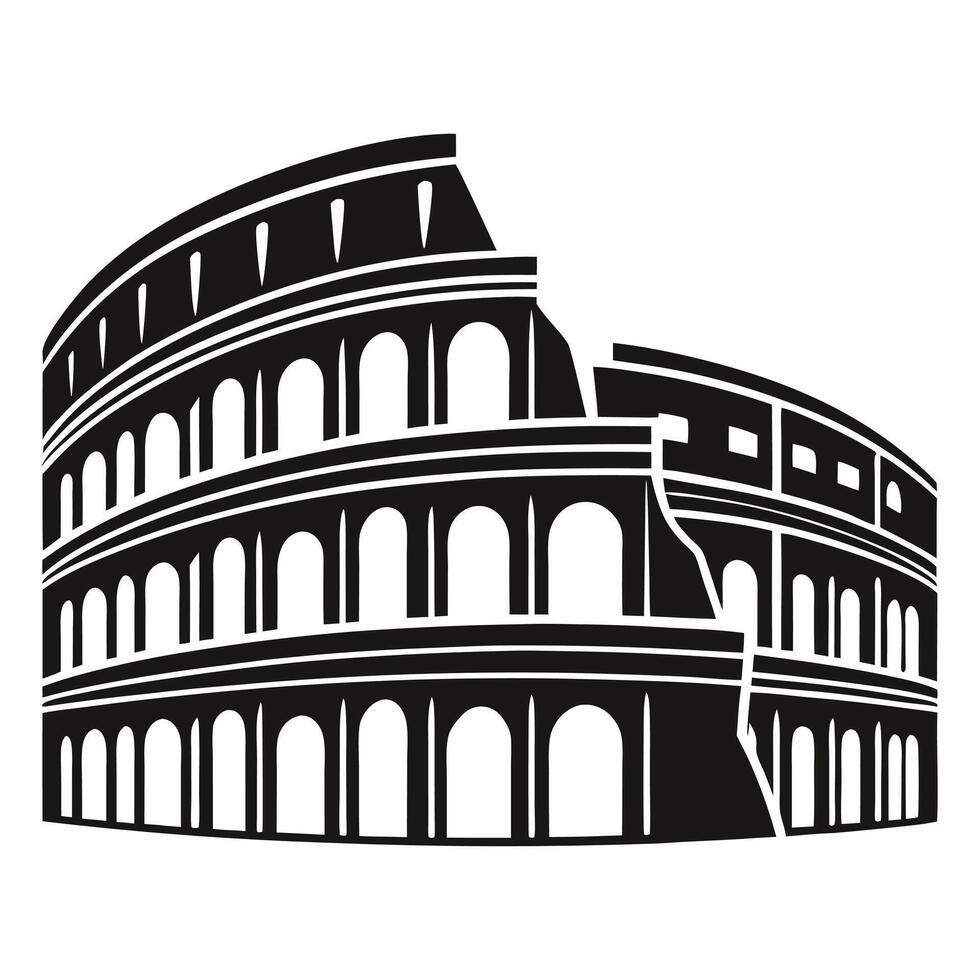 Roman Colosseum Silhouette Clean Monochrome Architecture Icon vector