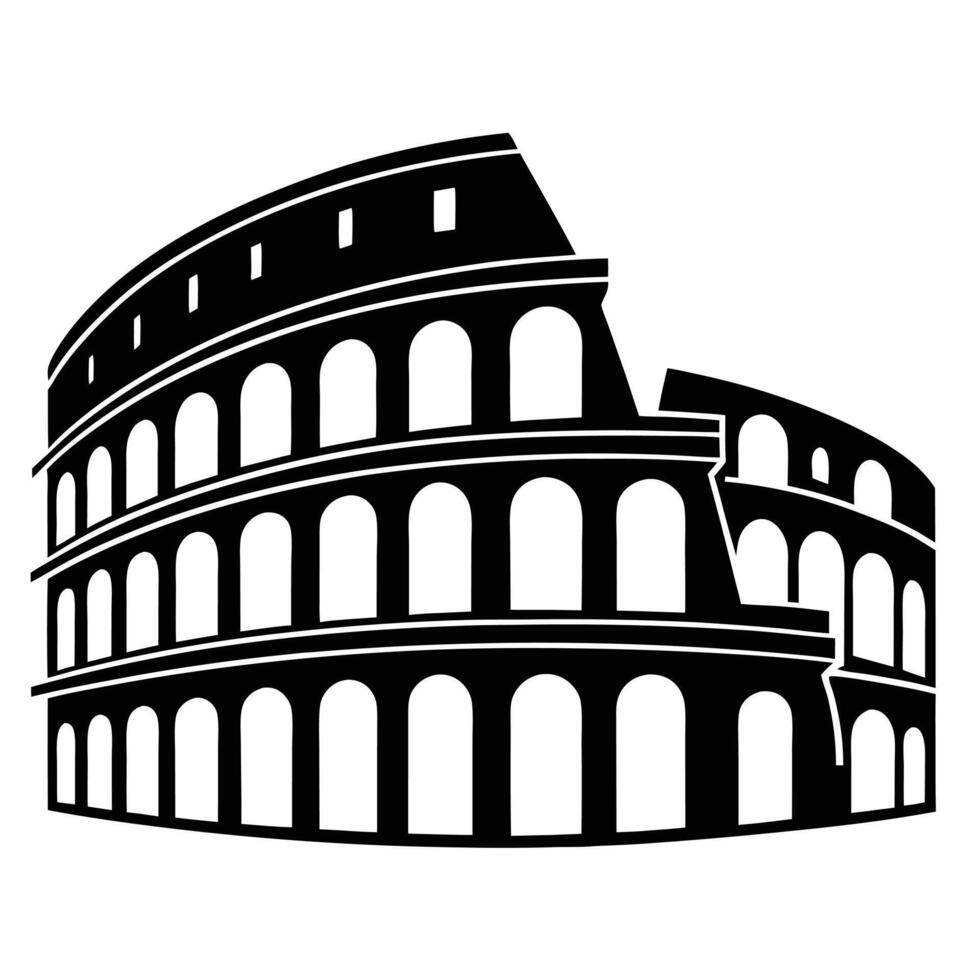 Monochrome Colosseum Silhouette Symbol of Roman Engineering vector