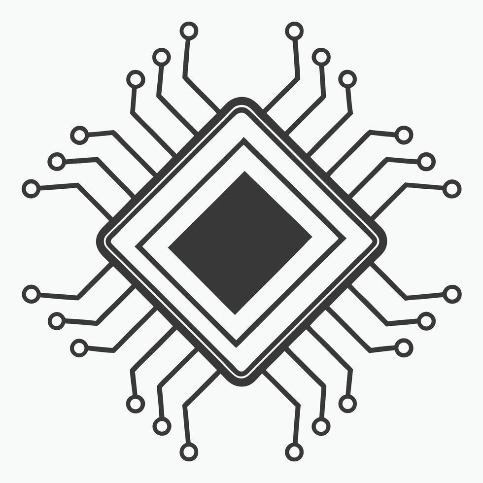 Tech Innovation Icon Microchip Silhouette Minimal Design vector