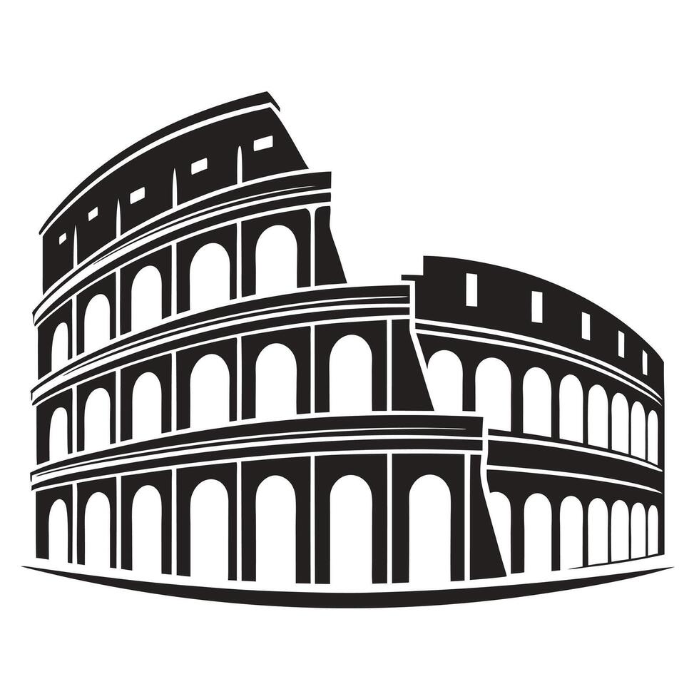 Simple Colosseum Outline Historic Roman Amphitheater vector