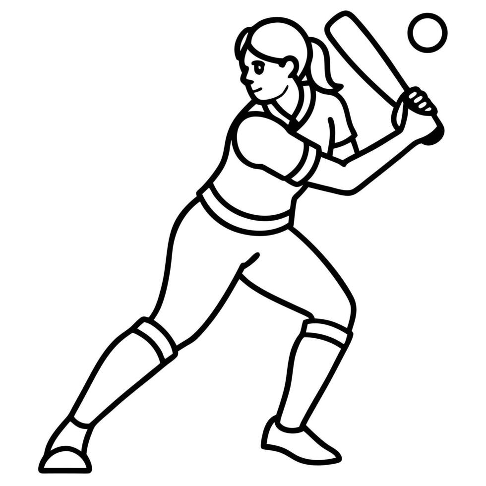 Cricket Action Woman Taking a Bold Swing vector