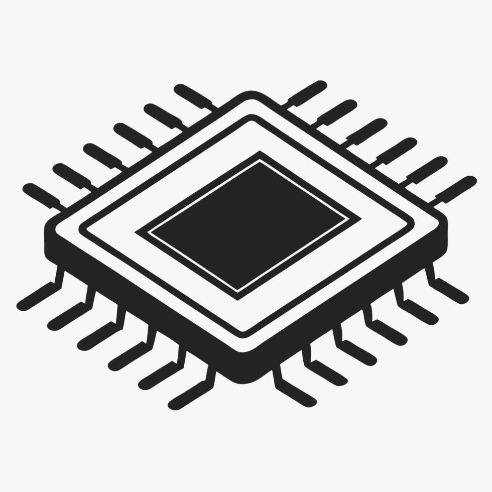 Silhouette of Microchip Clean Tech Icon Design vector