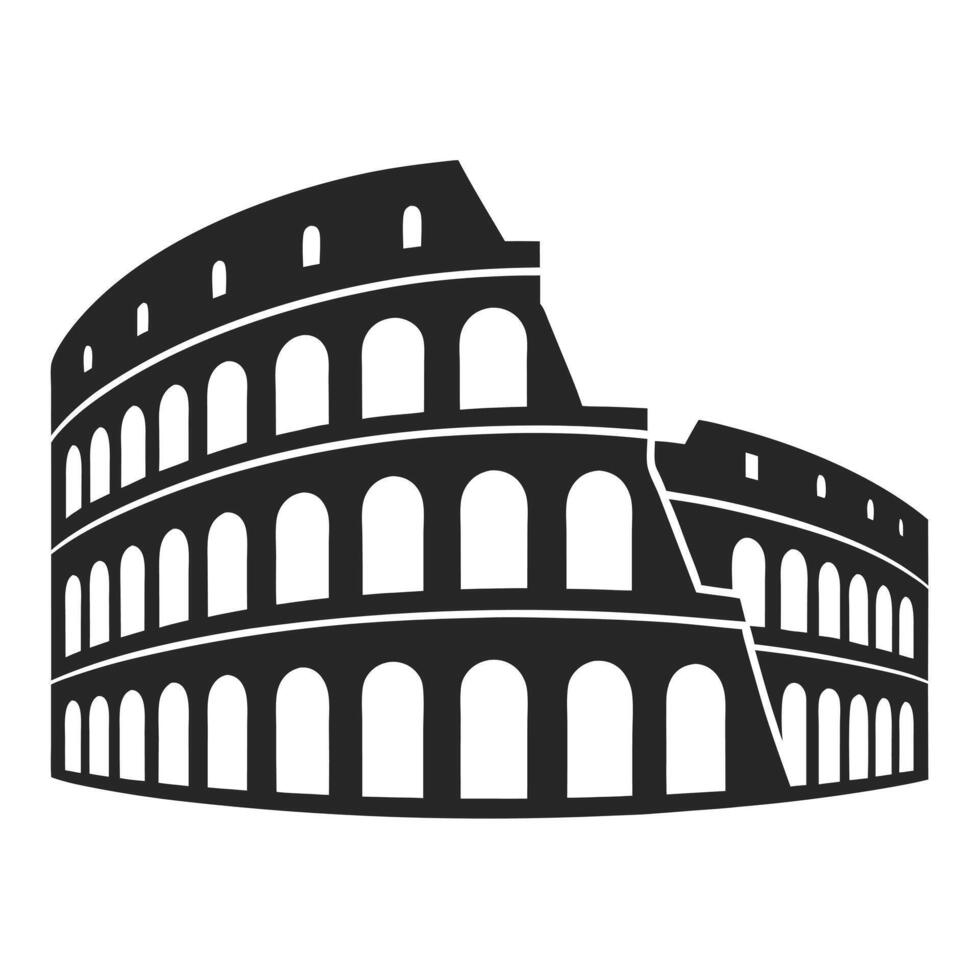 Black Colosseum Silhouette Minimal Roman History Design vector