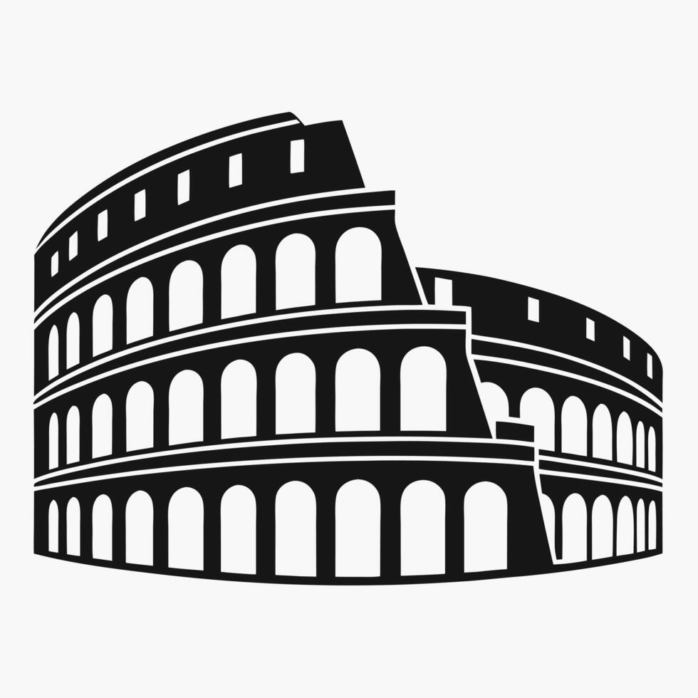 Minimal Roman Colosseum Flat Silhouette Illustration vector