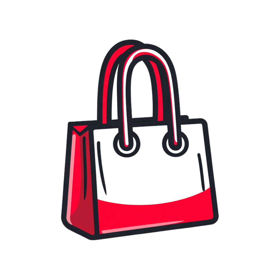A red and white shopping bag png