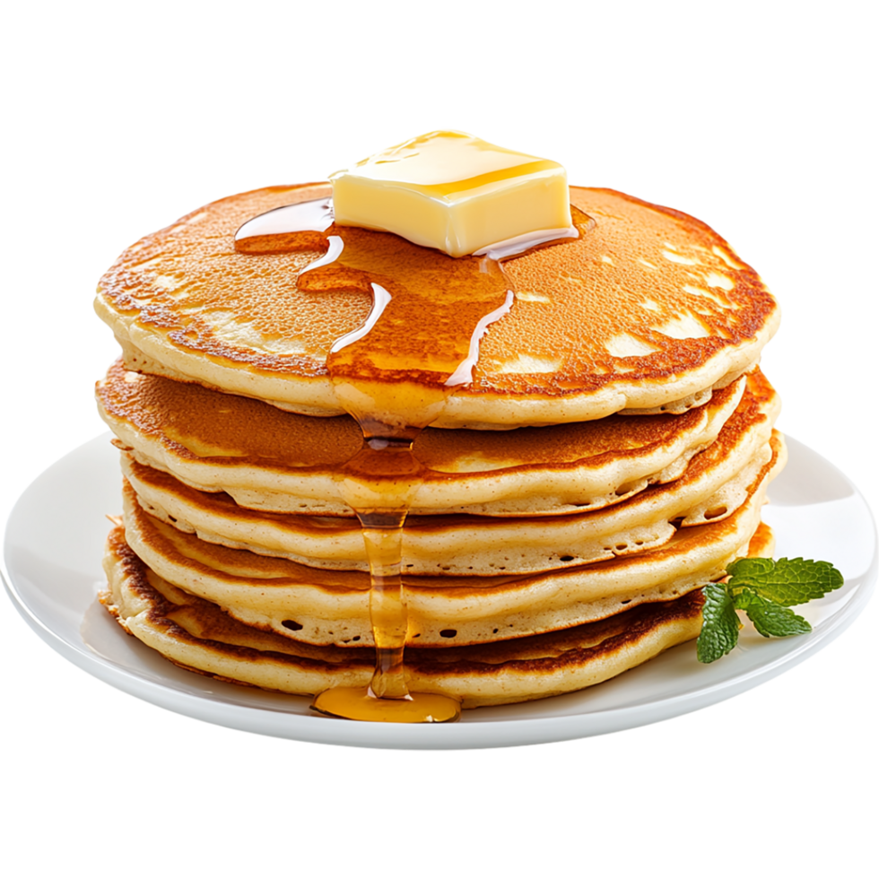 A stack of pancakes on a plate with butter png