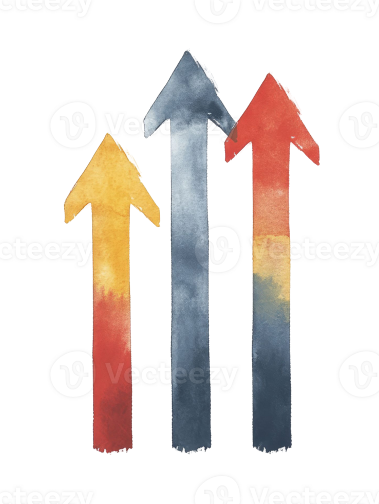 Abstract Watercolor Arrows Upward Trend, Growth, and Success Visualization png