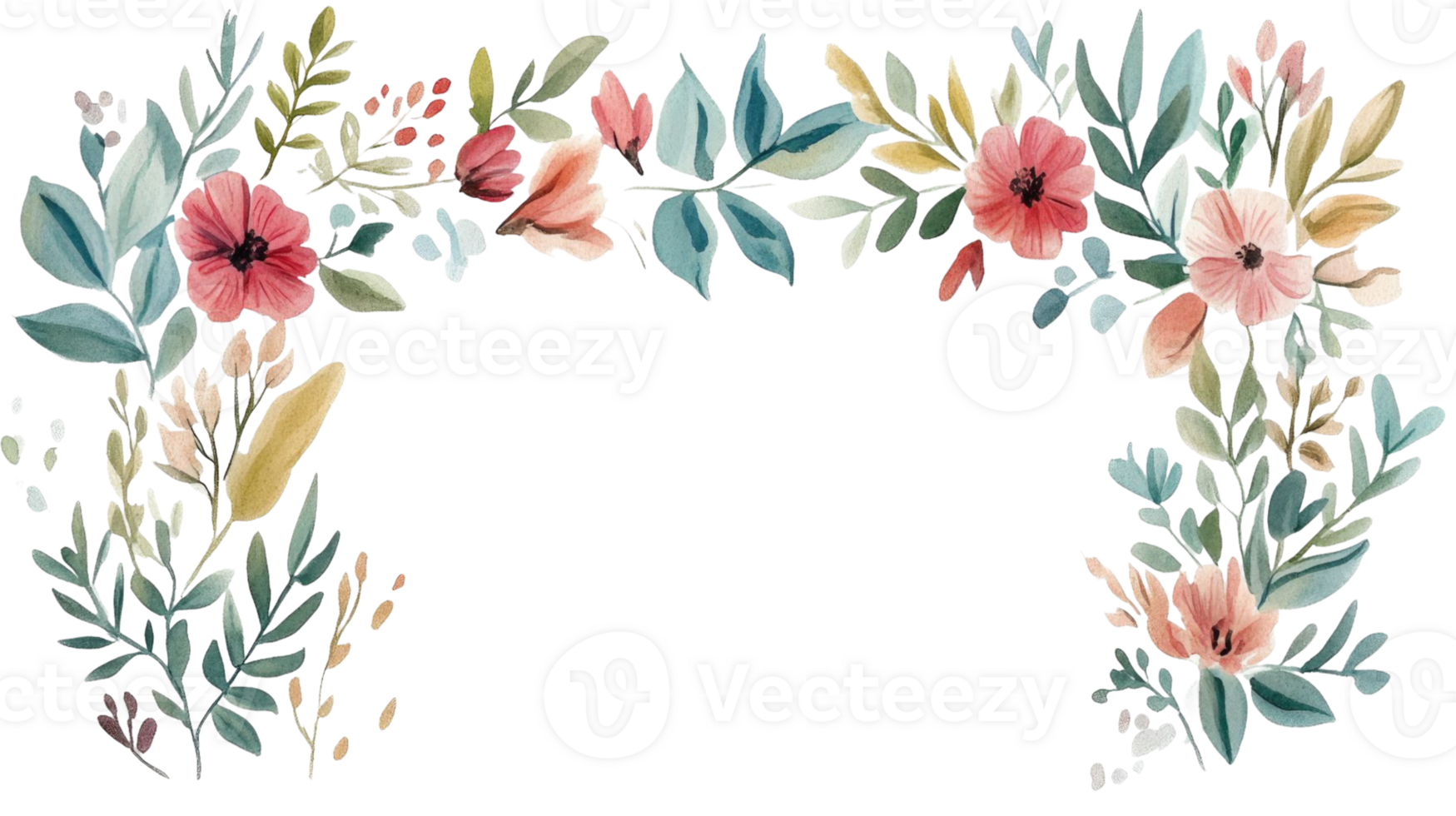 Elegant Watercolor Floral Arrangement Delicate Blooms and Lush Greenery for Romantic Designs png
