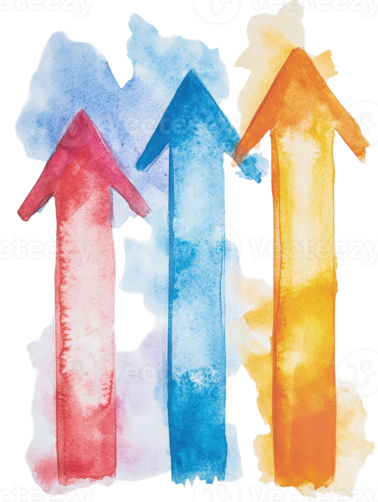 Abstract Watercolor Arrows Upward Trend, Growth, and Progress png