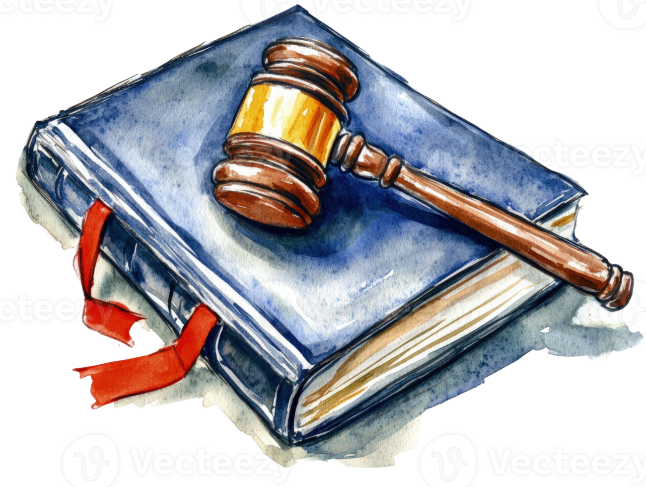 Gavel and Law Book Watercolor Painting png