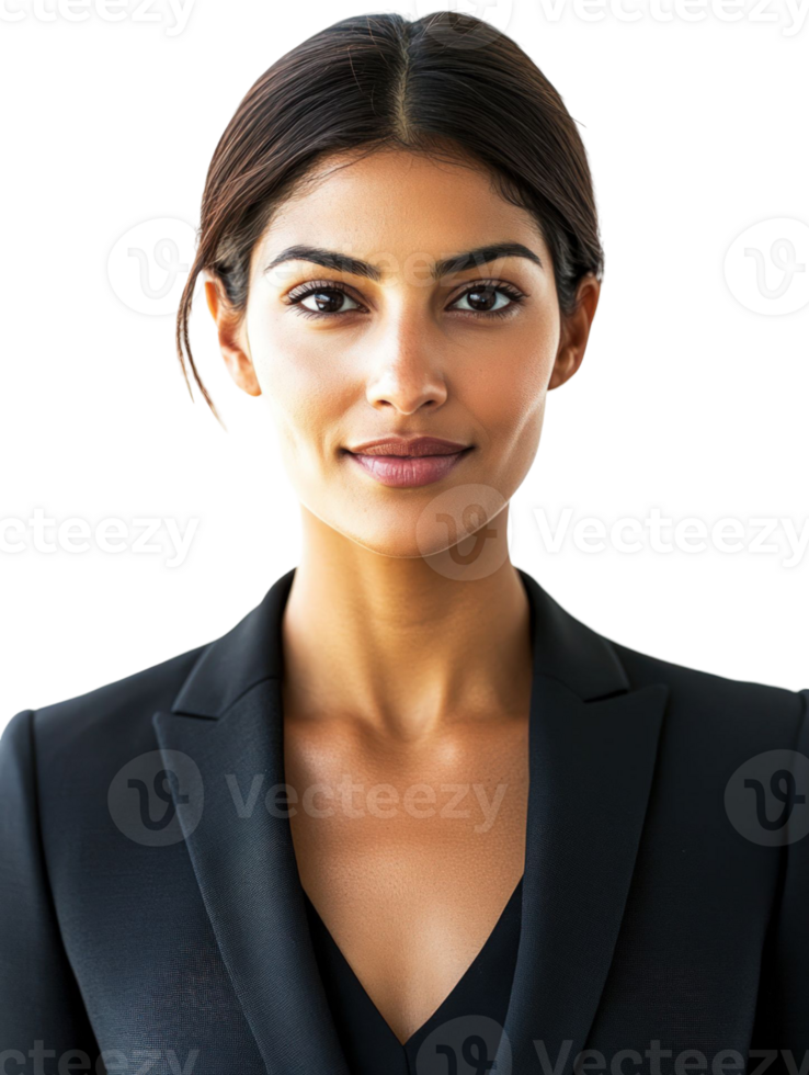Portrait Of A Young Woman In Black Blazer With Transparent Background Smiling At Camera png