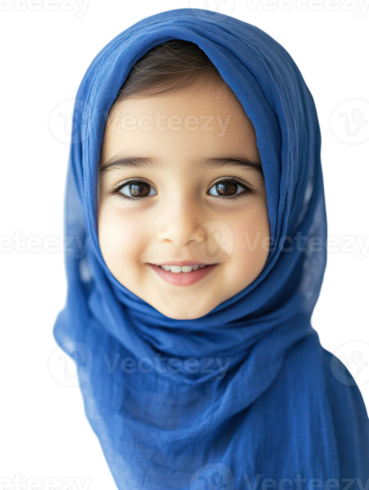 Portrait Of Smiling Young Girl With Blue Headscarf Against Transparent Background png