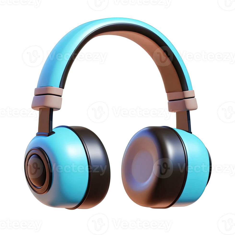 3D Render Of Blue And Black Headphones On Transparent Background Showing Modern Audio Tech png