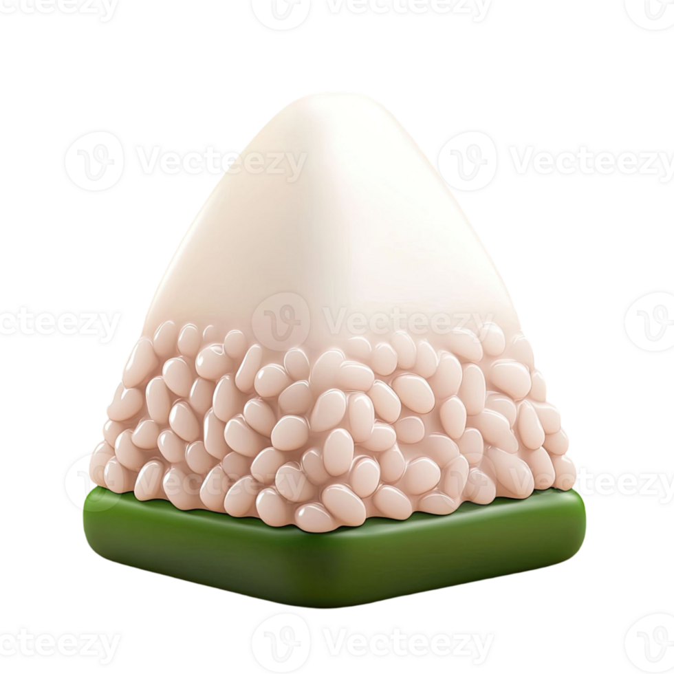 3D Rendered Onigiri Rice Ball Food With Triangular Shape Isolated on Transparent Background png