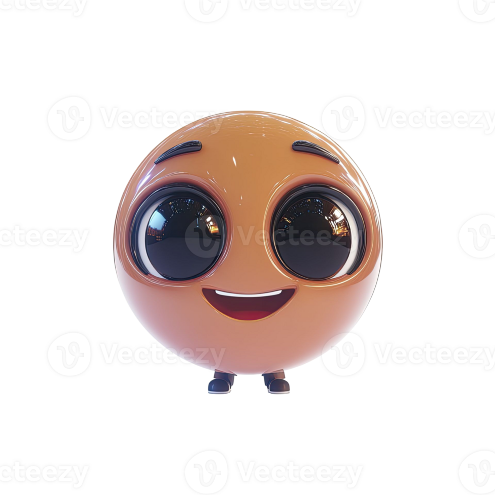 Animated Smiling Character With Shiny Skin and Large Eyes on Transparent Background png
