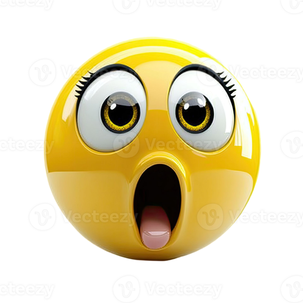 Astonished Yellow Emoji With Wide Eyes and Open Mouth Displaying Shock on Transparent Background png