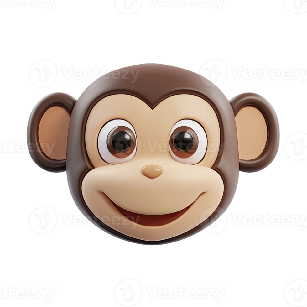 Cartoon Monkey Head With Smiling Expression Against Transparent Background png
