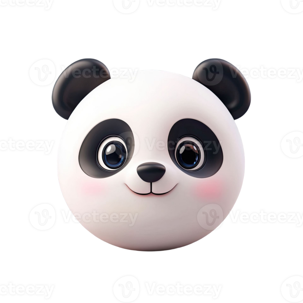 Cheerful Panda Bear Smiling with Black and White Fur and Pink Cheeks on Transparent Background png