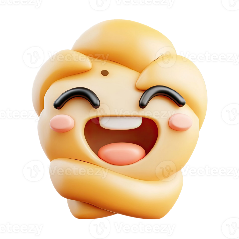 Cheerful Smiling Cartoon Face With Blond Hair And Rosy Cheeks Isolated on Transparent Background png