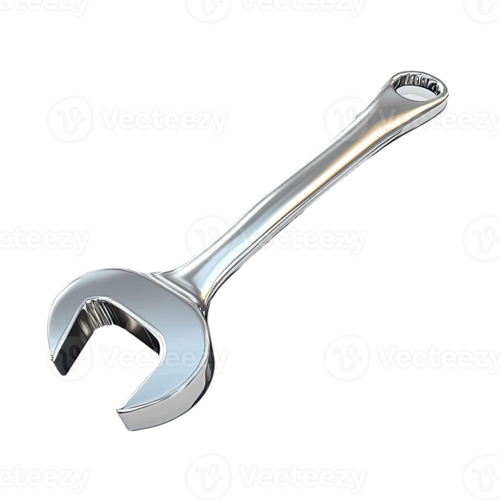 Close Up Of A Shiny Chrome Wrench Against Transparent Background png