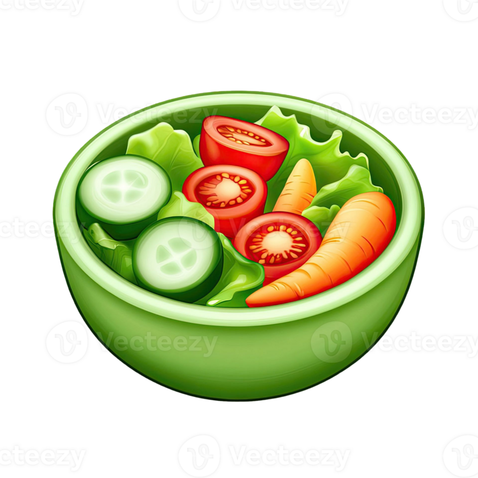 Fresh Salad Bowl With Lettuce Tomatoes Carrots And Cucumber Slices Isolated On Transparent Background png