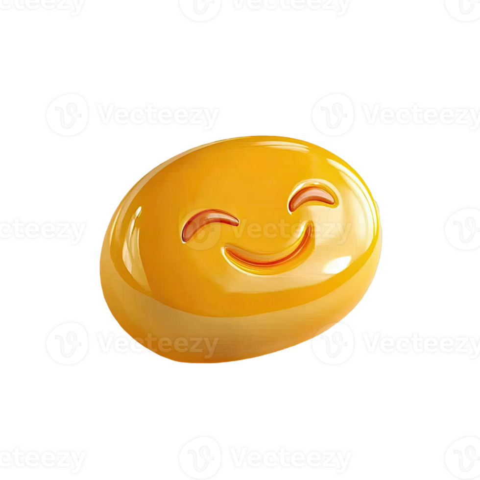 Glossy Yellow Emoji Smiling Face on Transparent Background Representing Happiness and Joy png