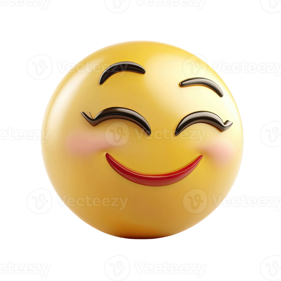 Happy Yellow Emoji with Smiling Face and Rosy Cheeks on a Transparent Background png