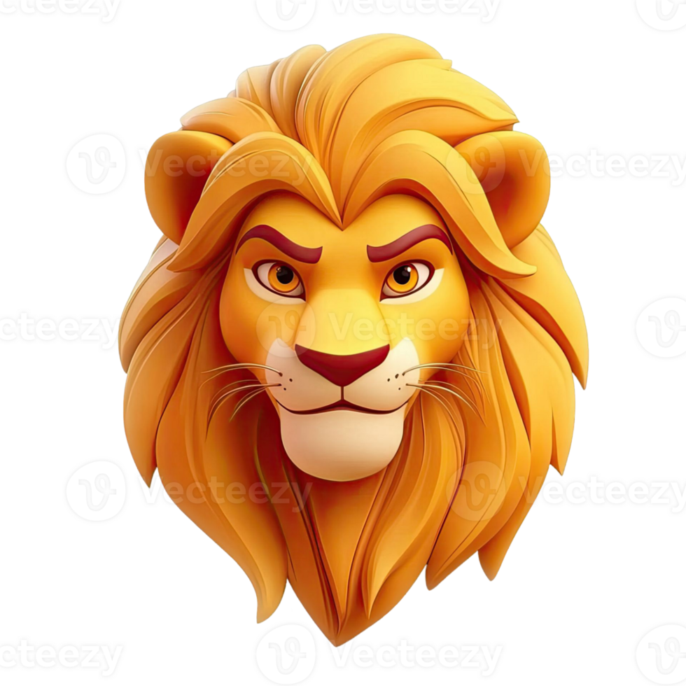 Golden Lion Head Illustration Against Transparent Background Featuring Detailed Mane And Intense Expression png